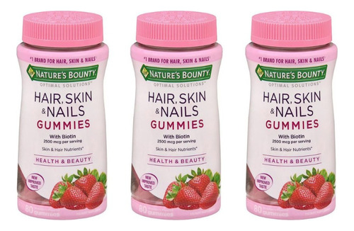 Combo X3 Natures Bounty Skin Hair Nails 80 Gomitas 