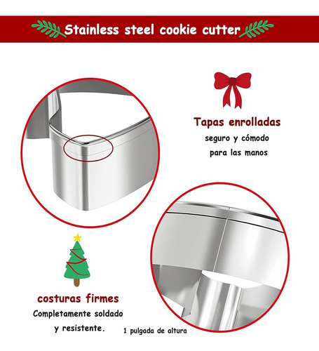 Moldes Para Galletas Navidad De Acero Inoxidable, Juego