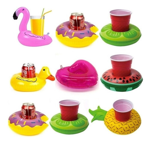 Pack 12 Mini Flotadores Porta Vasos Botellas  Piscina