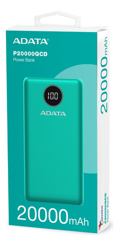 Power Bank Adata 20000mah Ap20000qcd-dgt-cgn Color Turquesa