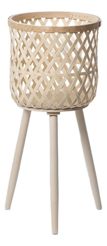 // Macetero De Suelo Con Cesta De Ratán, Beige 61x27,5cm