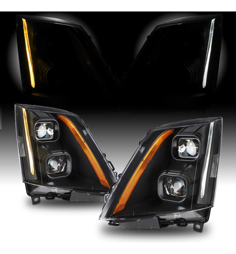 Faro Delantero Led Carcasa Negra Switchback Modelo Halogeno