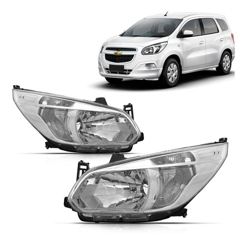 Farol Chevrolet Spin 2012 A 2017 Máscara Cromada