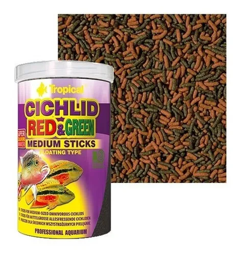 Tropical cichlid red & green medium sticks 2025