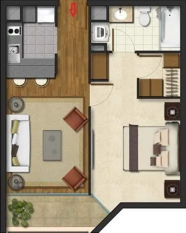 Imagen 2 de 23 de Rebajado!! Un Dormitorio! La Cabaña-las Condes
