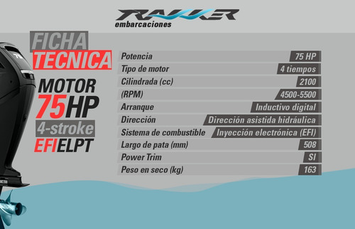 Imagen 3 de 15 de Motor Fuera De Borda Mercury 75 Hp 4 Tiempos Trakker 2022
