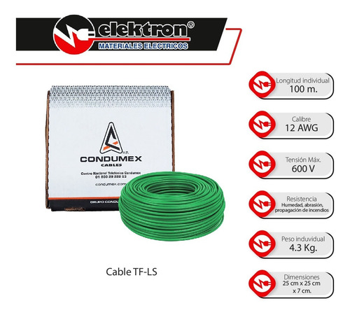 Imagen 4 de 8 de Caja 100 Mts Cable Rojo Thw Cal 12 Aw Condumex Vinanel Xxi