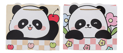 2 Bolsas Para Regalo Diseño Panda Con Asas Bolsas Cumpleaños