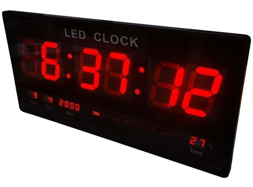 Reloj Digital Pared Led Fecha Temperatura 34102