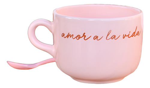 Tazón Taza Ceramica Pastel Con Frases Motivadoras Coffee Rosa Amor A La Vida