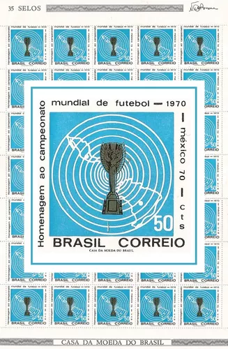 C 678 Selo Copa do Mundo de Futebol Mexico 1970 Quadra CBC SP