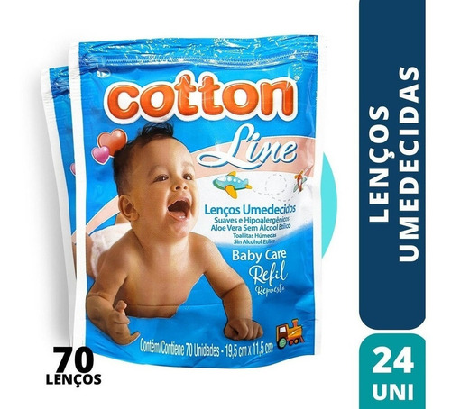 Refil Toalha Lenço Umedecido Cotton Line 24 Uni Full