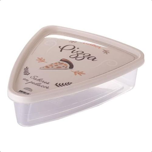 Pote Pizza Triangular 1,2l De Plástico - Plasútil Cor Bege