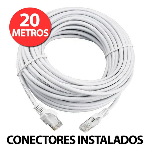 Cable Utp 20 Metros Cat5e Rj45 Cctv Red Internet