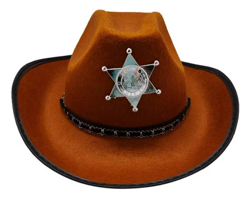 Sombrero Vaquero Cowboy Cuerina Liso Adultos 58cms Placa