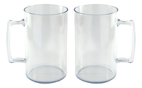 100 Caneca De Acrílico Chopp Transparente Cristal Lisa 500ml