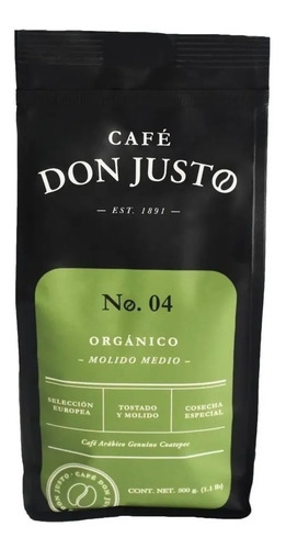 500gr 1/2kg Café Don Justo Orgánico En Grano Coatepec 