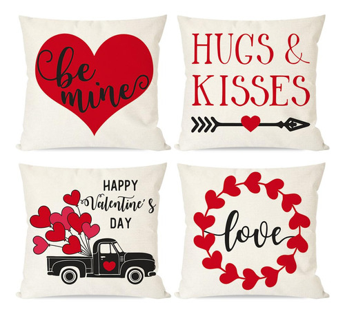 Fundas De Almohada Corazón Rojo Para San Valentín 45x45cm. C