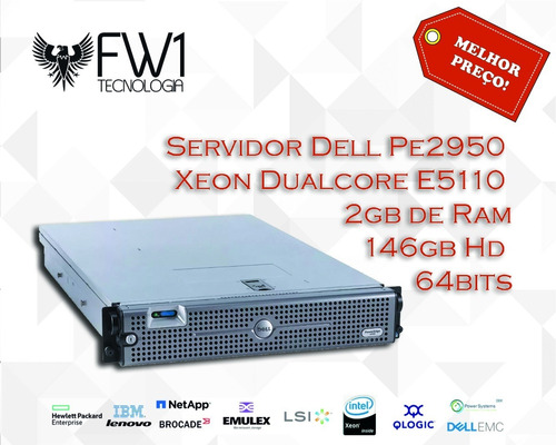 Servidor Dell Pe2950 Xeon Dualcore E5110 4gb 2 146gb Sas Hd 