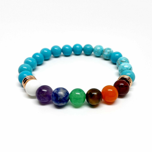 Pulsera De Protección Turquesa 7 Chakras / Suerte / Cuarzos