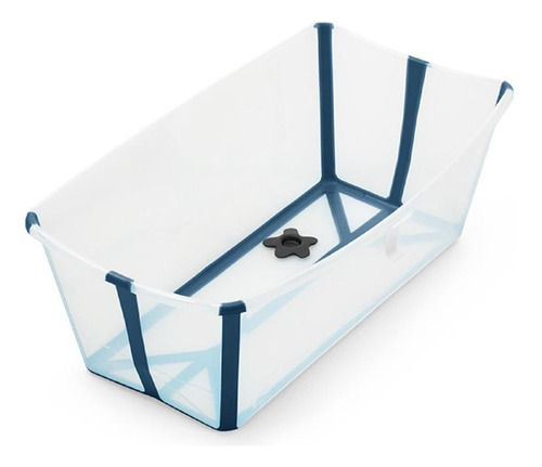 Banheira Flexível Transparente Azul Com Plug Térmico Stokke