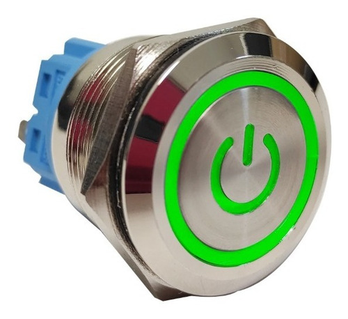 Boton Con Logo Led Verde 22mm - Con Retención Incluye Cable