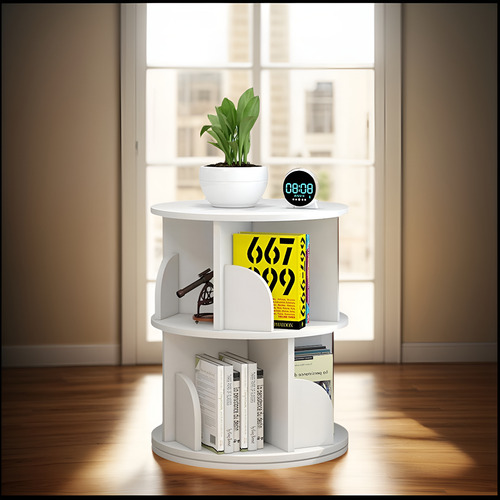 2-layer 360° Rotating Bookshelf Floor-standing Bookshelf
