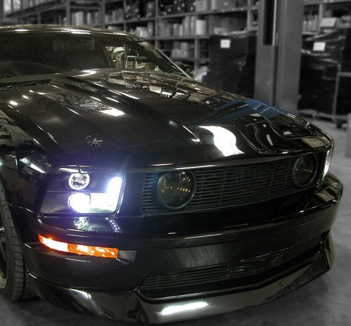 Ford Mustang 2005 - 2009 Juego Faros Con Ojo De Angel Negros