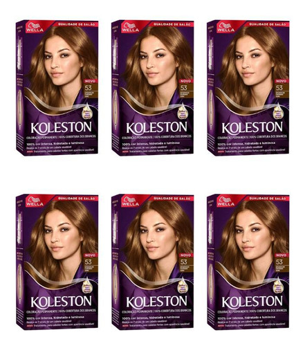 Koleston Coloraçao koleston 53 castanho ouro-kit c/6un tom castanho