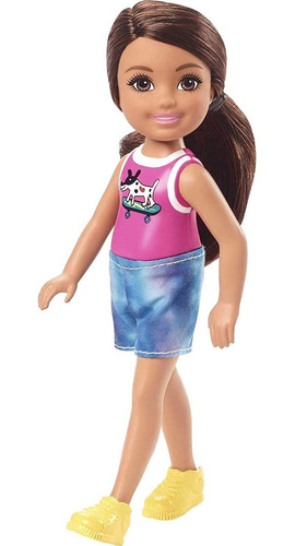 Muñeca Barbie Chelsea Morena De 6 Pulgadas Con Falda Brillan