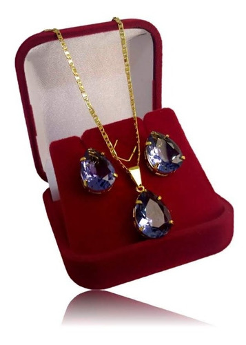 Imagem 3 de 7 de Conjunto Colar Brinco Feminino Semi Jóias Luxo C/garantia