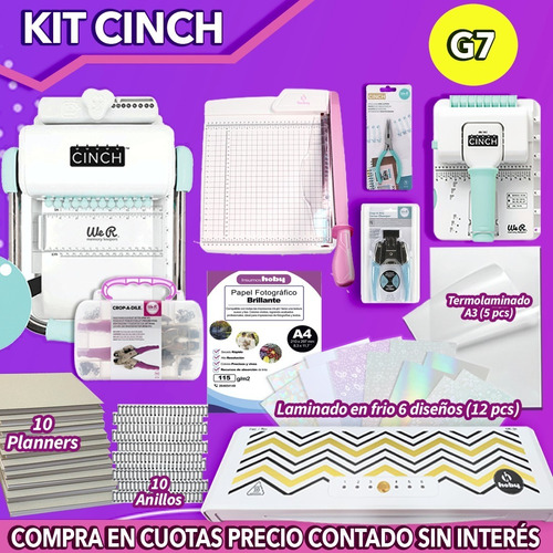 Kit Encuadernadora Cinch Verde + Herramientas + Foliadora G7