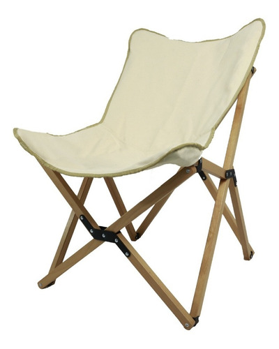 Silla De Mariposa Plegable Madera Portátil Exterior Ligera Color Beige