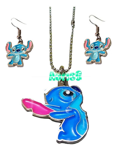 Arg Collar Y Aretes A Juego D Stitch De Lilo & Stitch Disney