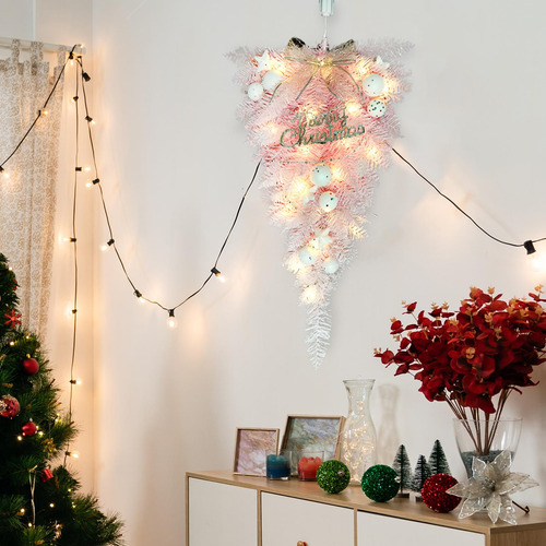 De Navidad Artificial Rosa Al Revés Con Luz Para