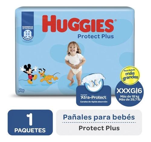 Huggies Protect Plus Xxxg X48. Para +18 Kilos Tamaño Xxxg