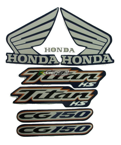 Kit Adesivo Jogo Faixas Moto Honda Titan 150 2005 Ks Azul
