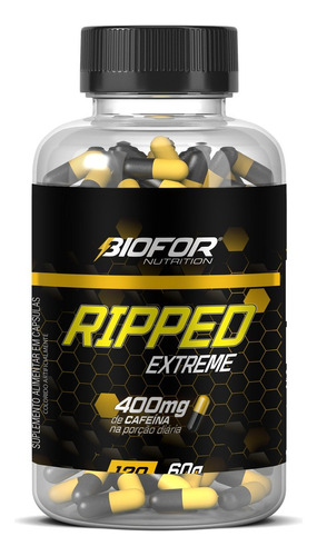 Ripped Extreme Termogenico 200mg Cafeina 120 Caps Biofor