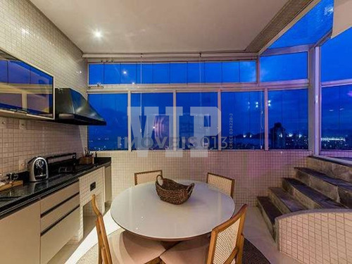 Imagem 5 de 30 de Cobertura Duplex, Alto Padrão, Vista Mar, Varanda Gourmet E Piscina Privativa Em Santos - Ap00420 - 68865520