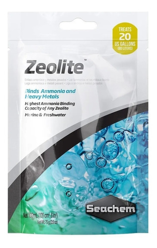 Bolsa de zeolita Seachem, 100 ml, aleaciones, amoniaco y metales pesados