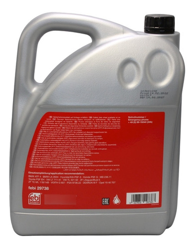Imagen 2 de 7 de Aceite Transmision Automatica 100% Sintetico Amarillo 5l Vw