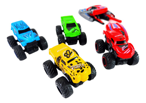 Pack 4 Autos Monster Con Lanzador Divertidos Set Autos Locos