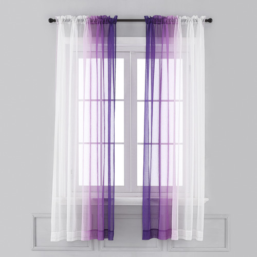 Cortinas De Lino Sintético Transparente Ombre, Juego De 2, 5