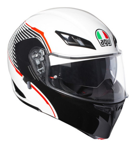 Casco para moto rebatible AGV Compact ST 201021A  white, black y red vermont talle XL 