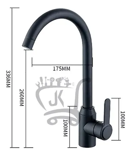 Llave Monomando Lavaplatos Acero Inox. Cuello Cisne - Negro