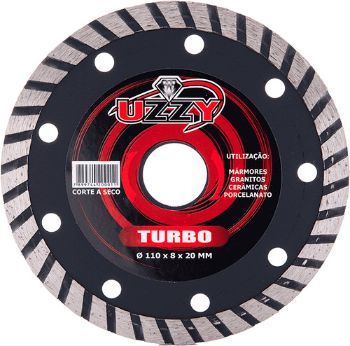 3 Pçs Disco De Corte Segmentado Turbo Uzzy 110mm Cor Preto