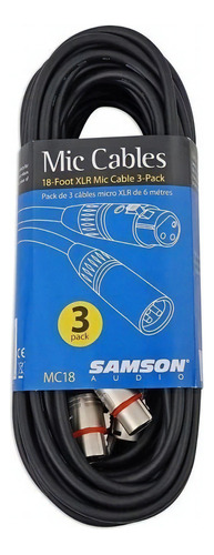Pack De 3 Cables Para Micrófono Samson Mc18 Xlr