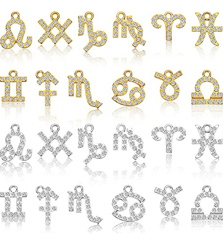 24 Piezas De Amuletos Del Zodiaco Hacer Joyas, Colgante...