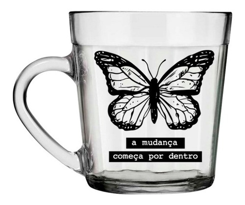 Caneca Americana De Vidro Borboleta 270ml