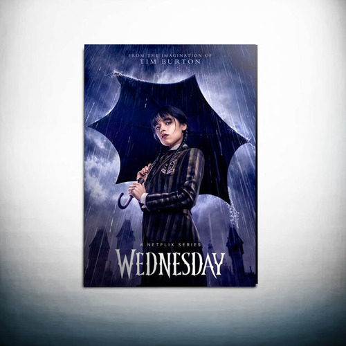 Poster Adesivo Serie Wandinha Addams Wednesday Guarda-chuva